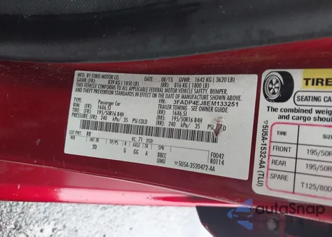 2014 Ford Fiesta Se из США, поврежденный, VIN 3FADP4EJ8EM133251